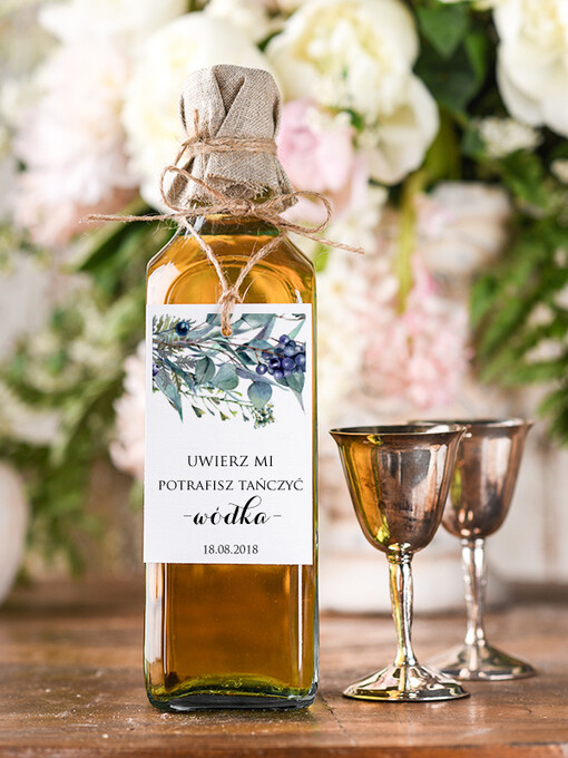  rustykalne etykiety na wódkę weselną, rustkalne z dowolną treścią