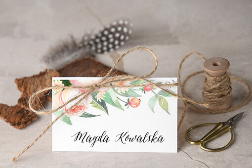  Boho/etno/pióra ślubne winietki wizytówki dla gości weselnych