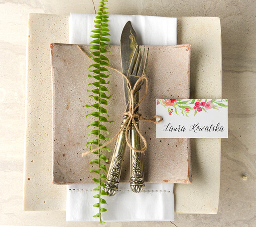  Boho/etno/pióra eleganckie winietki na stół weselny wizytówki ślubne