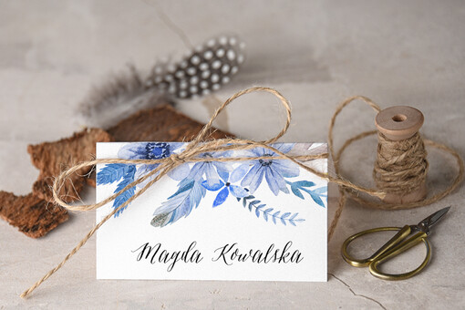  Boho/etno/pióra eleganckie winietki na stół weselny wizytówki ślubne