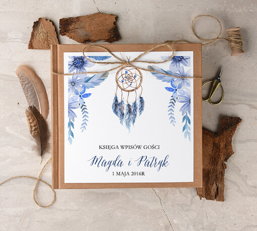  Boho/etno/pióra ksiega gosci weselnych z ankietami wybierz swoje kartki, boho style z romantycznymi elementami