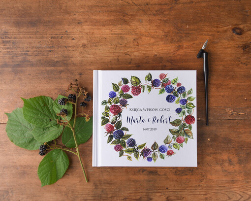  Boho/etno/pióra ksiega pamiatkowa na wpisy gosci weselnych, w stylu boho z motywam kwiatowym