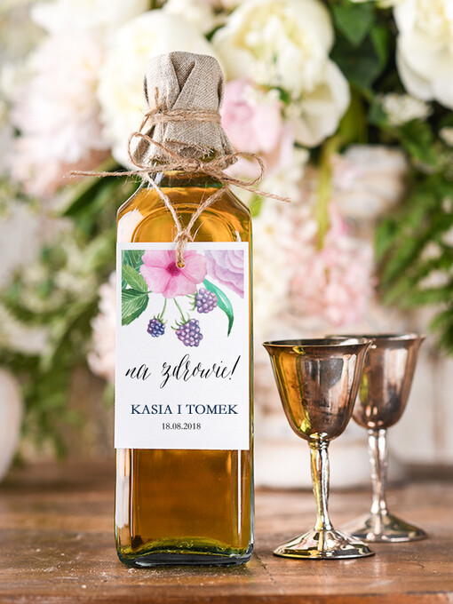  boho/etno/pióra etykiety na butelki weselne, boho dowolne tresci