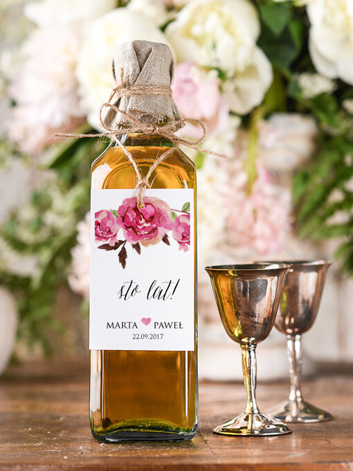  boho/etno/pióra etykiety na butelki weselne, boho eleganckie wasza tresc