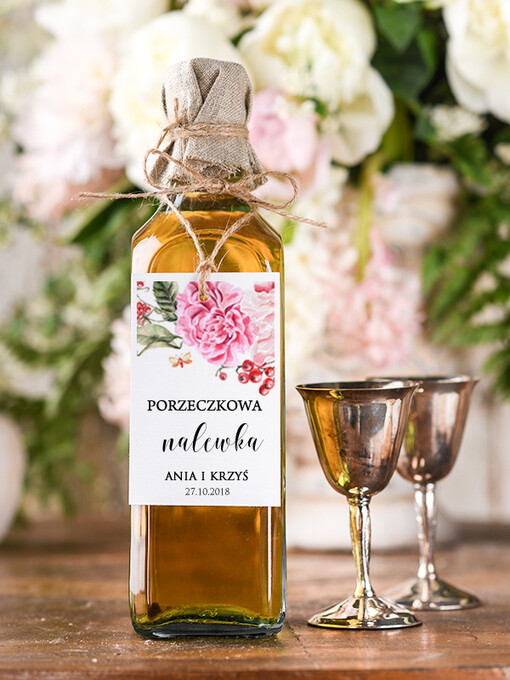  boho/etno/pióra etykieta na wódkę zawieszka na alkohol weselny, boho eleganckie wasza tresc