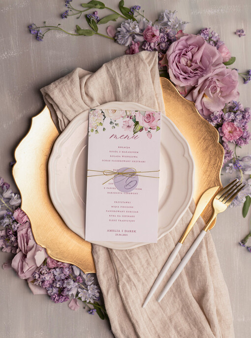  boho karta dań weselnych menu weselne plan podawania posiłków, w stylu boho wasza treść