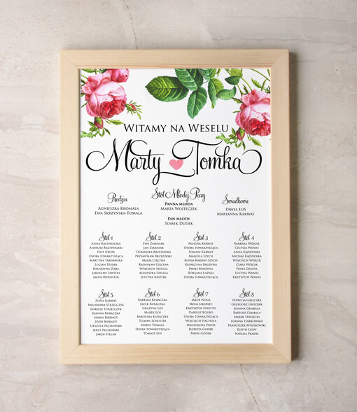  Plakaty Boho plansza powitanie gości i plan stołów w jednym, boho styl romantyczne kwiaty