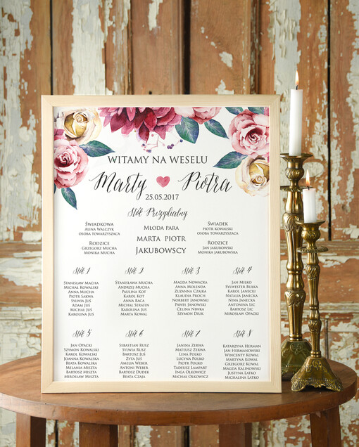  Plakaty Boho tablica informacyjna dla gości weselnych, boho styl kolorowe kwiaty