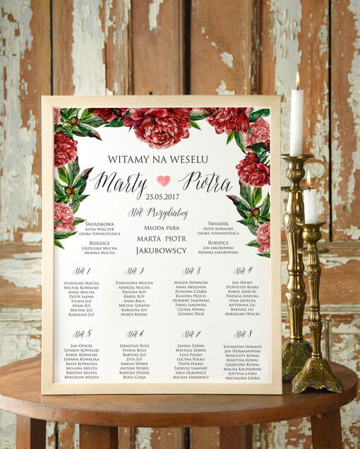  Plakaty Boho plansza ślubna plan stołów weselnych, boho styl romantyczne kwiaty