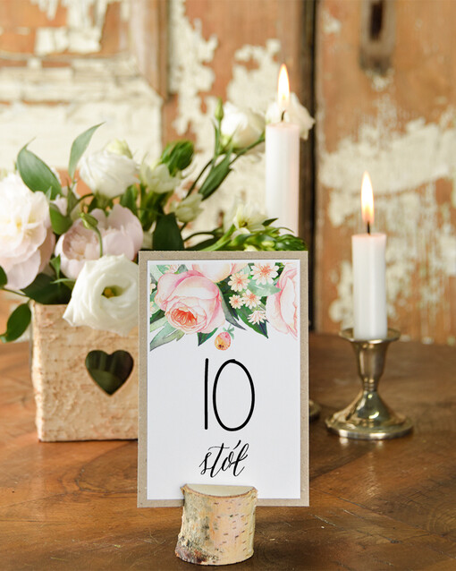  Boho/Etno/Pióra numerek stojak na stół weselny, w stylu boho kwiatowe wzory