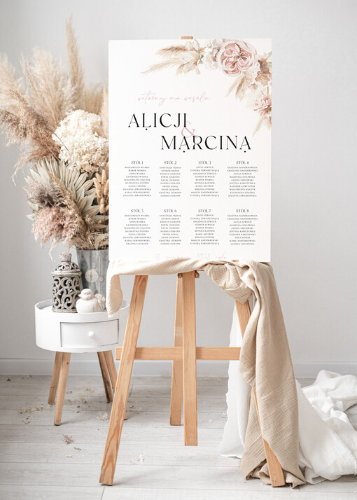  Plakaty Rustykalne powitanie gości na sali ślubnej i plan stołów, dopasuj swoj rozmiar rustykalne, tablica z planem stołów na wesele plan stołów weselnych prosty i nowoczesny plan