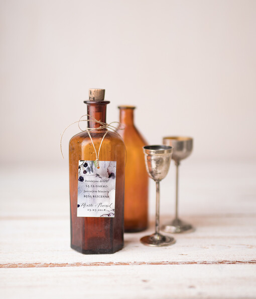  botaniczne podróżnicze  etykieta na alkohol weselny, boho z waszą treścią