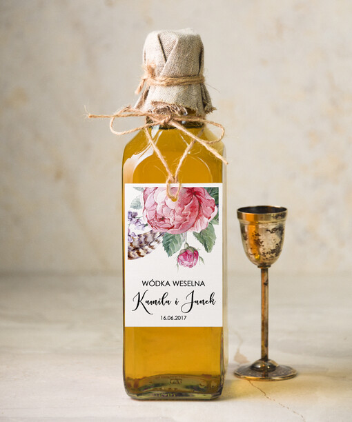  botaniczne podróżnicze  etykieta na wódkę weselną, botaniczne dowolne teksty
