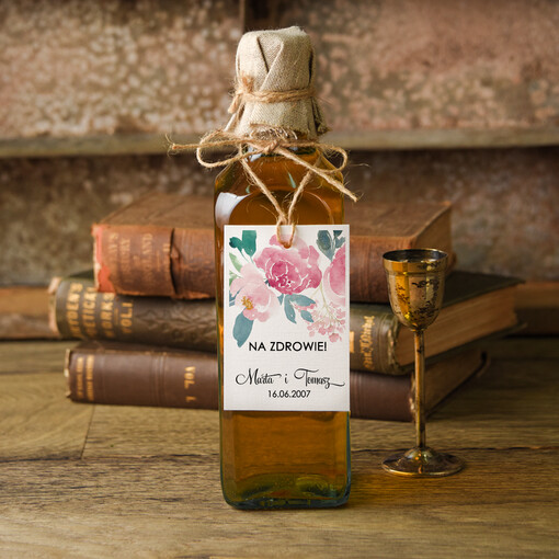  botaniczne podróżnicze  etykieta na alkohol weselny, botaniczne tekst dowolny