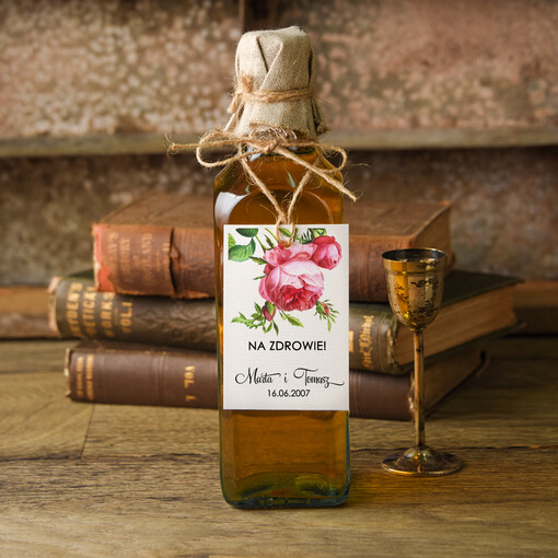  botaniczne podróżnicze  etykieta na wódkę weselną, eleganckie z dowolną treścią