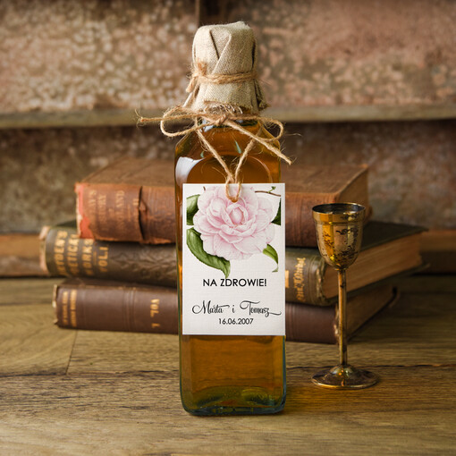  botaniczne podróżnicze  etykieta na alkohol weselny, botaniczne tekst dowolny