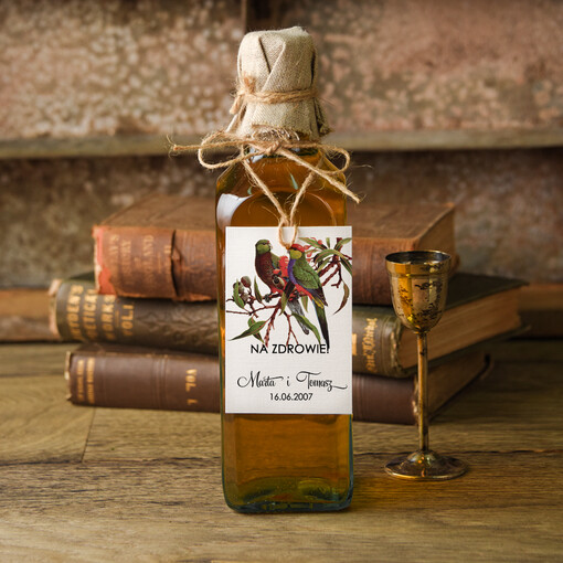  botaniczne podróżnicze  ślubne zawieszki na alkohol, botaniczne z duzo tekstow