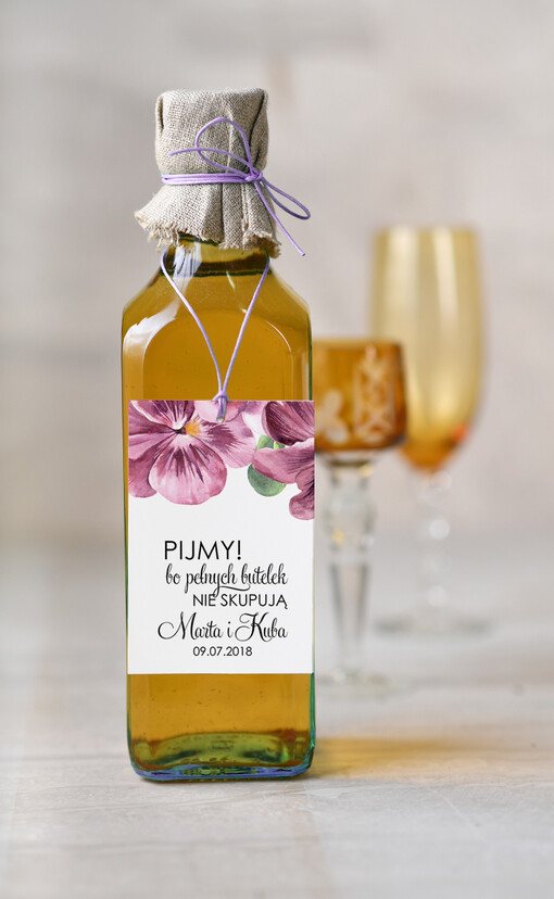  botaniczne podróżnicze  etykiety na wódkę weselną, boho dowolny tekst