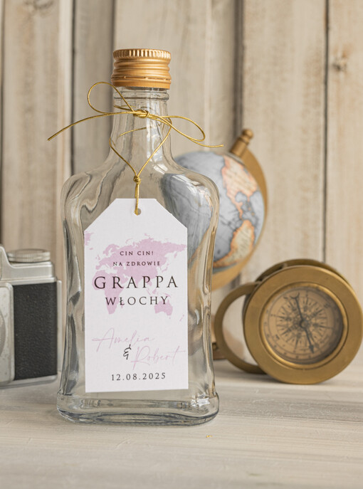  botaniczne podróżnicze  etykiety na butelki weselne z mapą, zawieszki na butelką dopasowana do zaproszeń paszport, zawieszki ślubne dla podróżników, zawieszki ślubne z dowolnym krajem