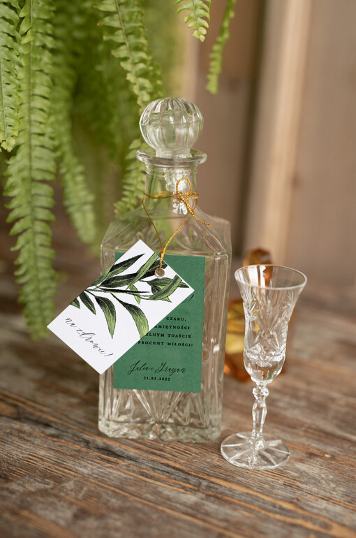  botaniczne podróżnicze  etykiety na butelki weselne botaniczne z waszą treścią oliwka