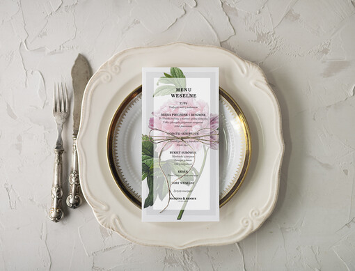  botaniczne podróżnicze  menu weselne na stoły plan podawania posiłków, botaniczne z waszą treścią