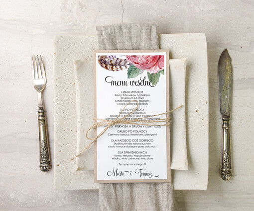  botaniczne podróżnicze  weselne menu karta dań weselnych, botaniczne z waszą treścią