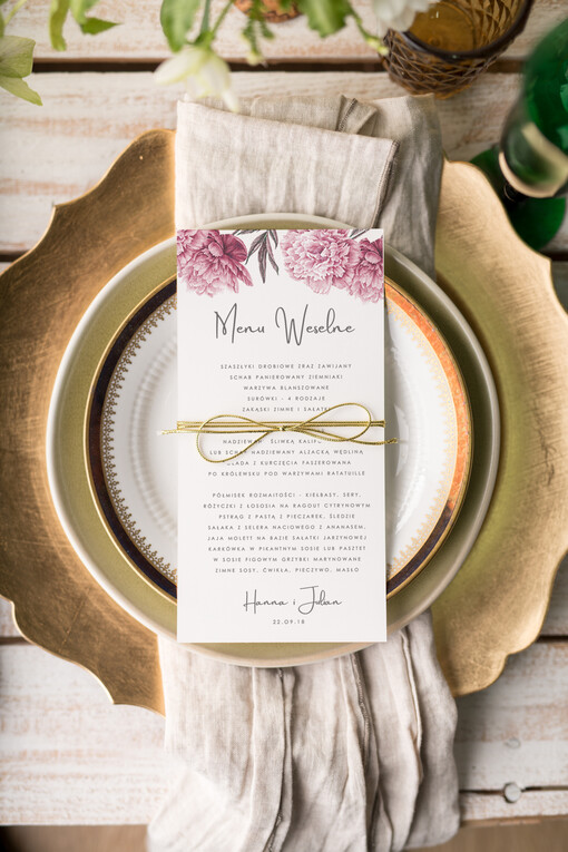  botaniczne podróżnicze  menu weselne plan podawania posiłków na weselu, eleganckie na klasyczne wesele