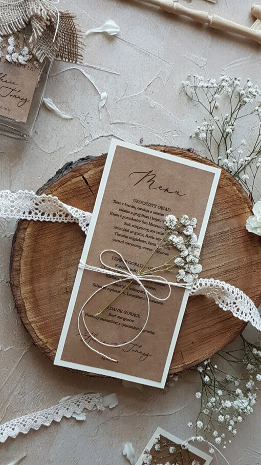  botaniczne podróżnicze  menu weselne karta dań weselnych, vintage wasz tekst