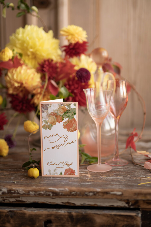  botaniczne podróżnicze  menu weselne na stoły karta dań weselnych, botaniczne z dowolną treścia