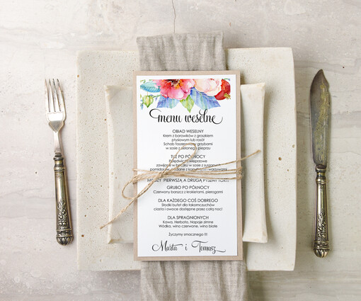  akwarele weselne menu karta potraw weselnych, eleganckie z wasza treścia