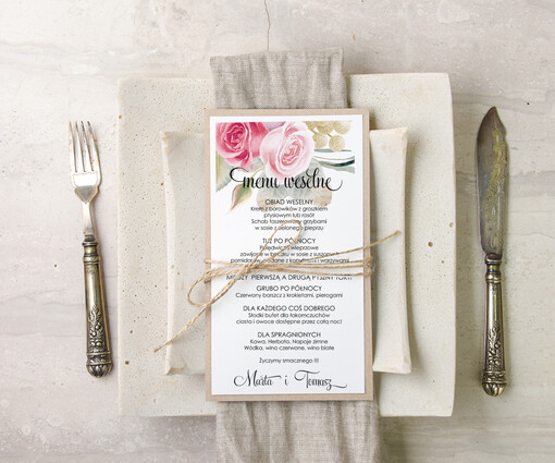  akwarele ślubne menu karta potraw weselnych, eleganckie z wasza treścia