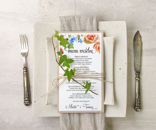  akwarele ślubne menu z planem podawania dań wesenych, malowane akwarele wasza tresc