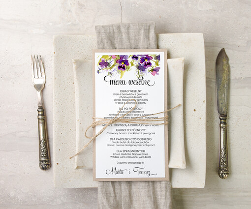  akwarele menu weselne plan podawania posiłków na weselu, z dowolną treścia inspirowane malarstwem