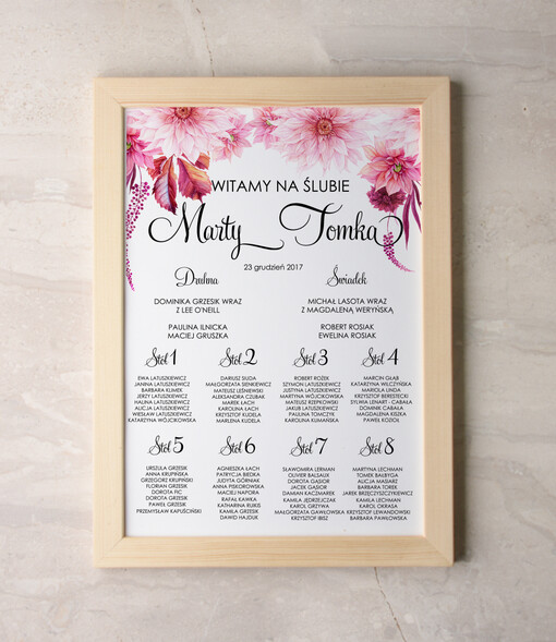  Plakaty Akwarele plansza weselna plan stołów weselnych, wiele rozmiarów do wyboru romantyczne akwarelki