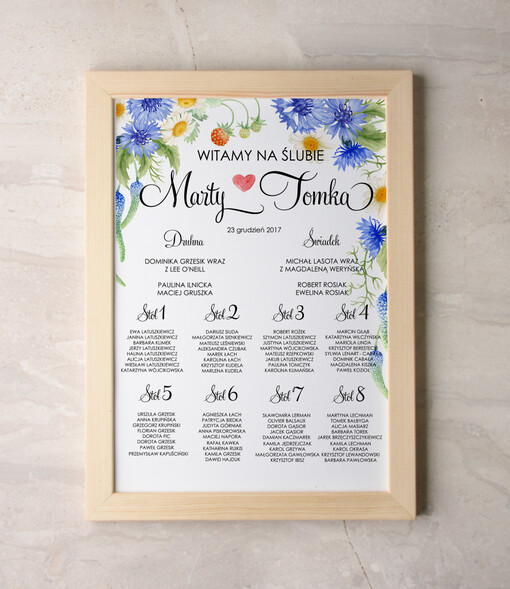  Plakaty Akwarele plan stołów na wesele tablica z rozmieszczeniem gości, akwarelowe wybierz swoj rozmiar