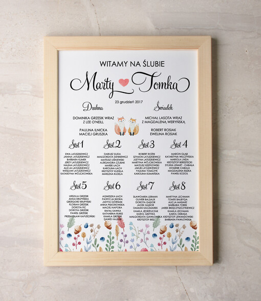 Plakaty Akwarele planer ślubny plan usadzenia gości na weselu, malowane akwarelkowe wzory dopasuj rozmiar