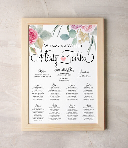  Plakaty Akwarele plansza powitanie gości i plan stołów w jednym, malowane akwarelkowe wzory dopasuj rozmiar