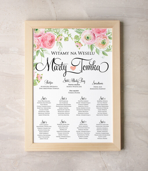  Plakaty Akwarele tablica z rozmieszczeniem gości plan stołów weselnych, wiele rozmiarów do wyboru romantyczne akwarelki