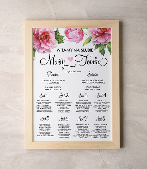  Plakaty Akwarele powitanie i usadzenie gości plan stołów weselnych, malowane akwarelkowe wzory dopasuj rozmiar