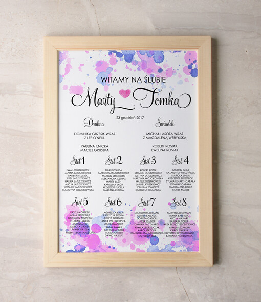  Plakaty Akwarele powitanie i usadzenie gości plan stołów weselnych, wiele rozmiarów do wyboru romantyczne akwarelki