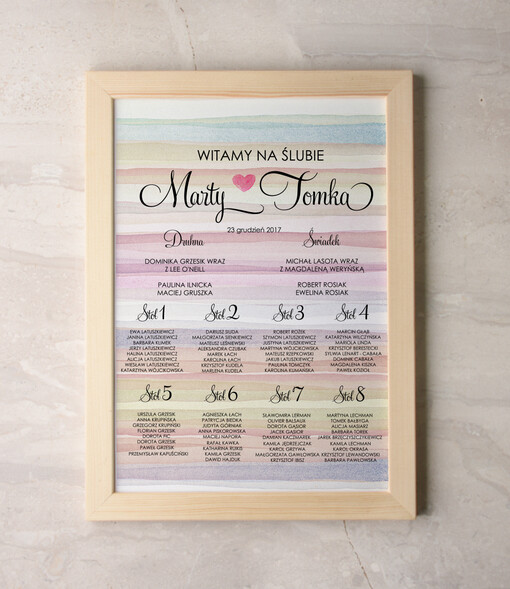  Plakaty Akwarele powitanie gości na sali ślubnej i plan stołów, malowane akwarelkowe wzory dopasuj rozmiar