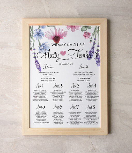  Plakaty Akwarele tablica z rozmieszczeniem gości plan stołów weselnych, wiele rozmiarów do wyboru romantyczne akwarelki