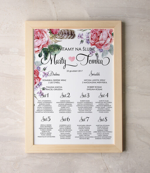  Plakaty botaniczne podróżnicze tablica z planem stołów na wesele plan stołów weselnych, rozmiary do wyboru