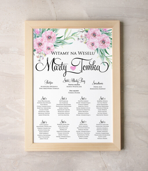  Plakaty botaniczne podróżnicze plansza powitanie gości i plan stołów w jednym, rustykalne w ekologicznym stylu