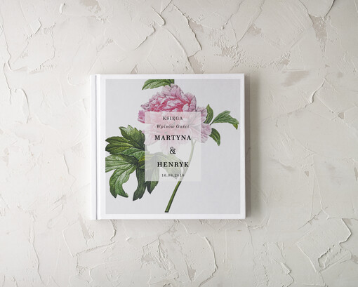  botaniczne ksiega pamiątkowa na wpisy gości weselnych, w stylu rustykalnym wasze imiona i treść