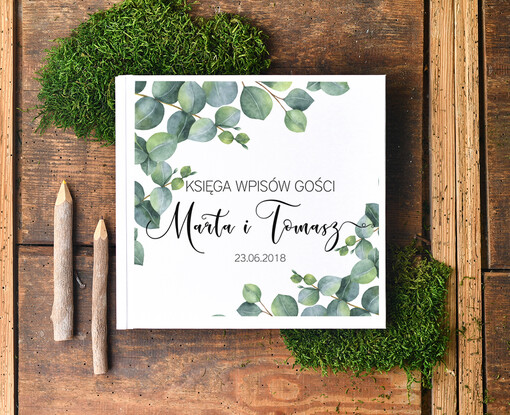  botaniczne pamiatkowa ksiega gosci weselnych, w stylu rustykalnym wasze imiona i treść
