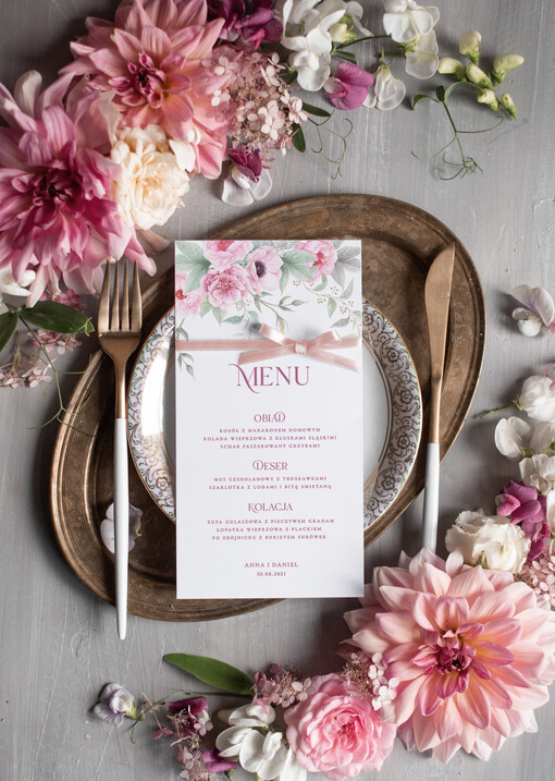  rustykalne menu weselne na stół karta dań weselnych, rustykalne dowolna treść