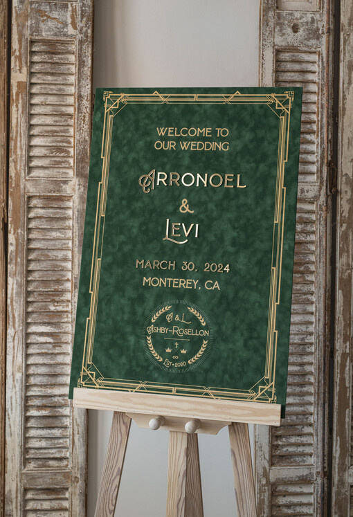  Glamour welurowe plansza powitanie gości i plan stołów w jednym, złote lub srebrne napisy elegenckie