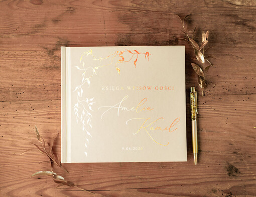  glamour pamiątkowa księga wpisów gości w złotych kolorach wesele w pałacu 