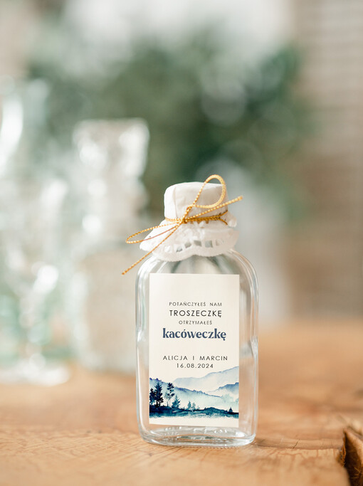  Butelki kacóweczki na własny trunek, butelki 100 ml z personalizacją, podziękowania dla gości butelki na alkohol, pomysł na prezenty dla gosci weselnych